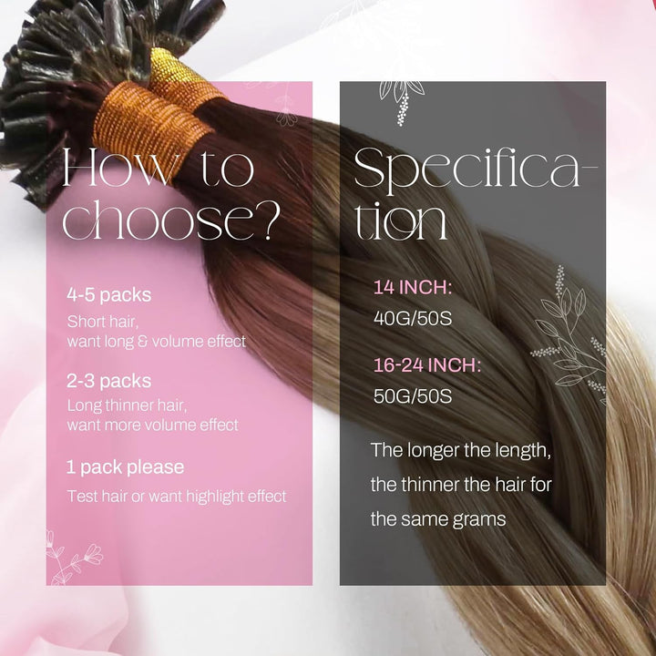 Moresoo Remy Echthaar Extensions Bondings Hot Fusion 50cm Haarverlängerung Echthaar Bondings Dunkelb