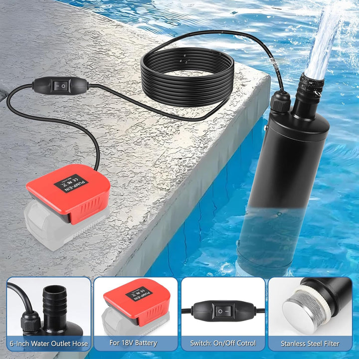 CPROSP Sumpfpumpe Kompatibel mit Einhell 18V Batterie (Keine Batterie), Wasserpumpe 30L/min, Transfe