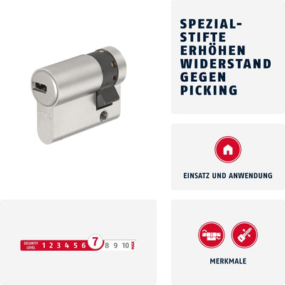 ABUS Profil-Zylinder D6XNP 10/30 mit Codekarte und 5 Schlüsseln, 48294 Nickel Perle 10/30, Nickel Pe