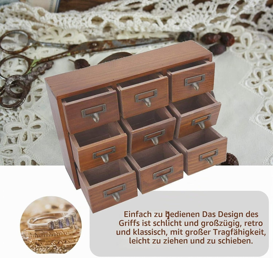 DAUERHAFT Vintage Schublade, Aufbewahrungsbox aus Holz, Vintage SchubladenOrganizer, Apothekerschran