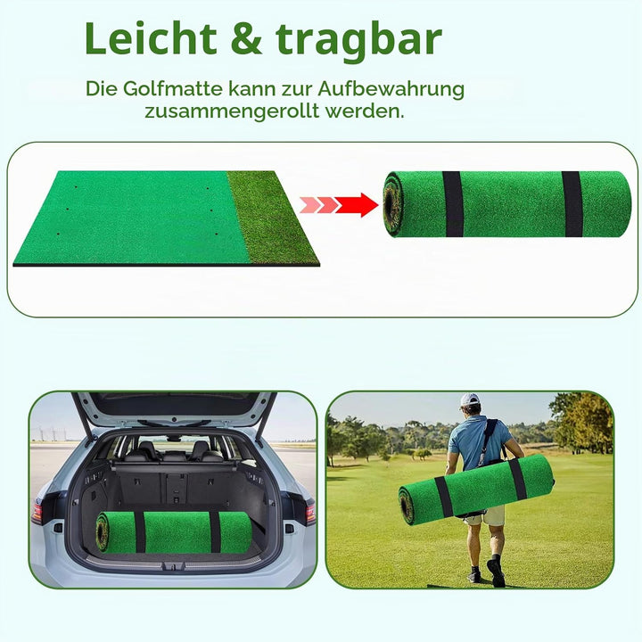 150×120cm Golf Abschlagmatte, Premium Faltbare Golf Trainingsmatte mit 9 Bällen &amp; 9 Tees, Dicke Kuns