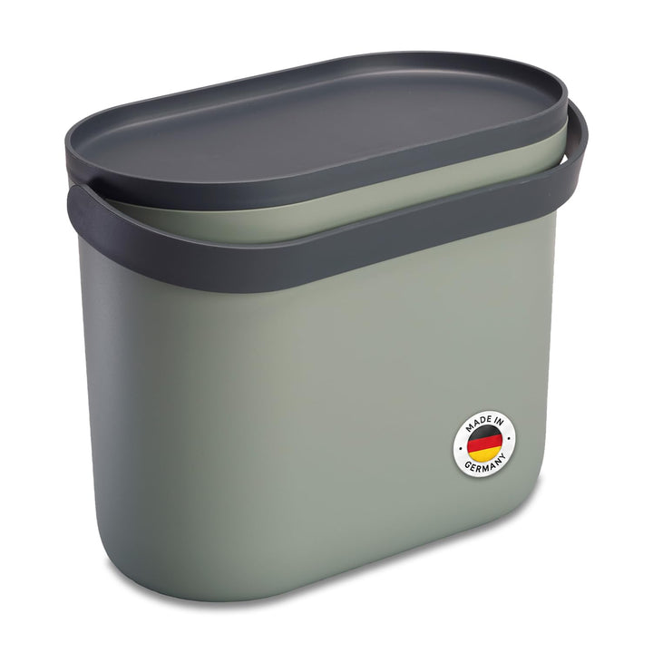 GARANTIA NOVA Biomülleimer Küche 8L Agave/Graphite Grey - Geruchsdichter Komposteimer für Küchenabfä