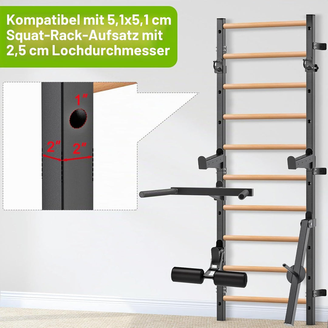 Kipika Turnreck – 5,1 x 5,1 cm schwedische Leiter mit 2,5 cm Loch, wandmontierter Klimmzugstangen-Le