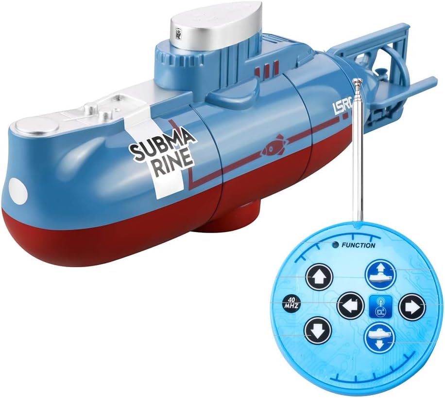 Mini Ferngesteuerte U-Boot Spielzeug, 6 Kanal RC Boote mit LED Leuchten | 2.4GHZ Fernbedienung Tauch