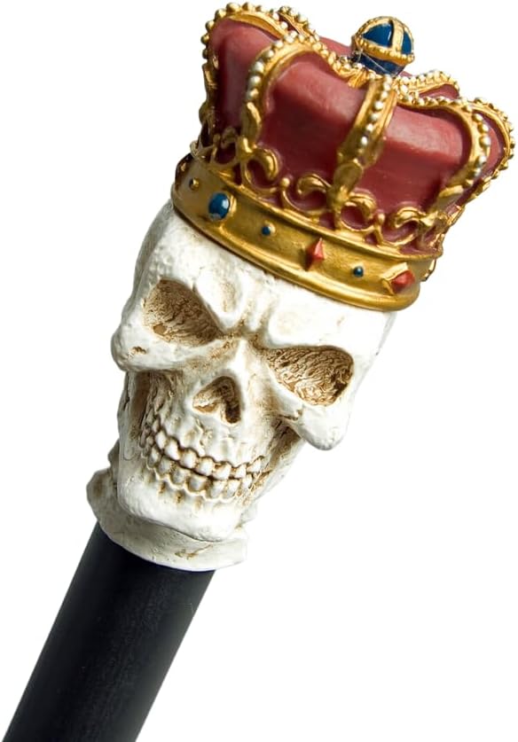MIMIKRY Gehstock mit Totenkopf und Krone 89 cm Stock Zepter Halloween Spazierstock Día de Muertos