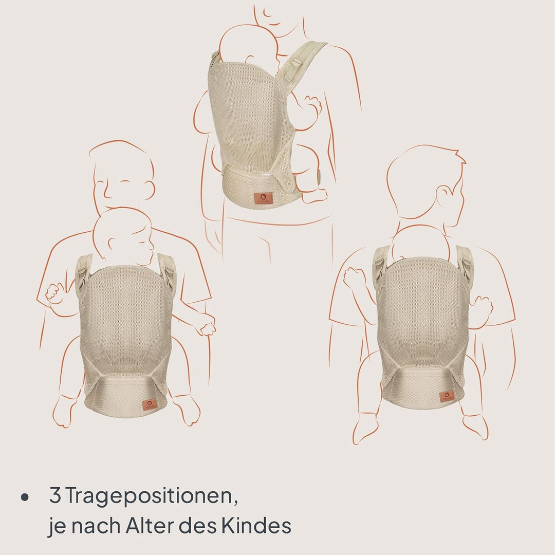 Lionelo Margareet Air Ergonomische Babytrage für Babys von 4 Monaten bis 20 kg, 3 Tragepositionen, a