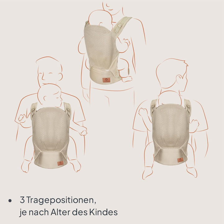 Lionelo Margareet Air Ergonomische Babytrage für Babys von 4 Monaten bis 20 kg, 3 Tragepositionen, a