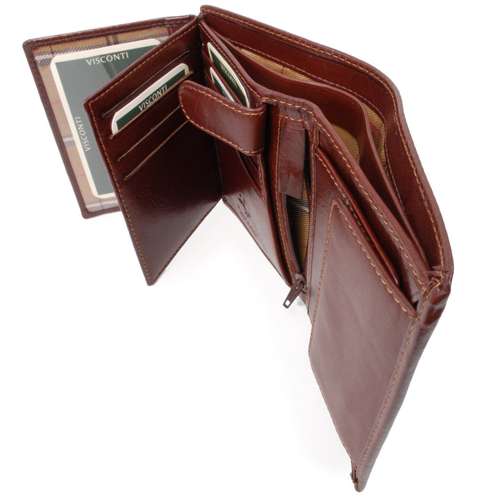 VISCONTI - Büffe Leder - Faltbrieftasche für Münzen und Scheine mit Geschenkbox - Milan - (MZ3) - Br