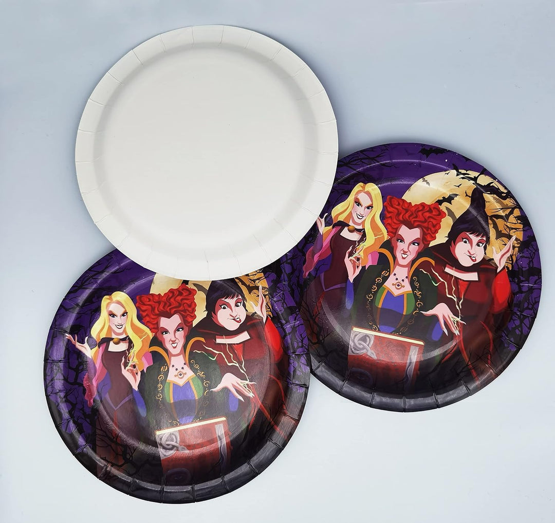 Hocus Pocus Thema Partygeschirr,Party Dekoration Grusel Hexen Witch Sisters,Crazy Partygeschirr Gebu