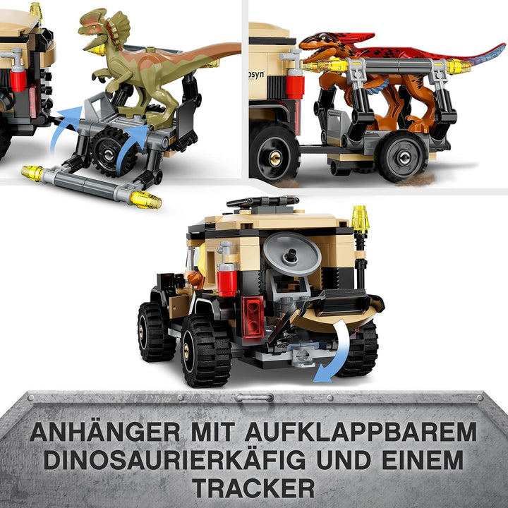 LEGO 76951 Jurassic World Pyroraptor & Dilophosaurus Transport, Dinosaurier Spielzeug, Spielzeugauto