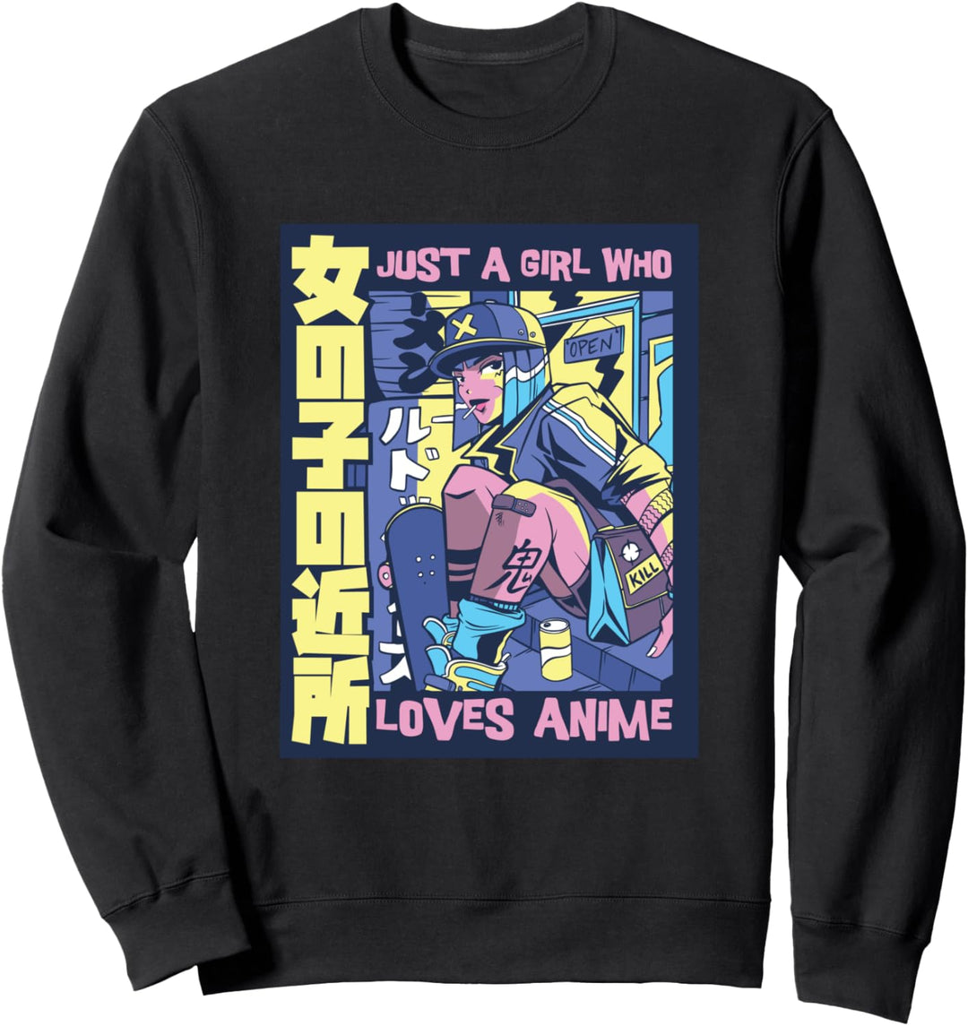 Nur ein Mädchen, das Anime Japanische Manga liebt Otaku Sweatshirt