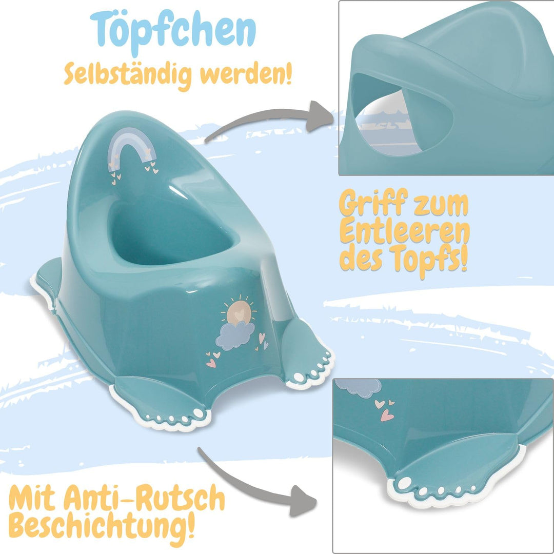 Babykajo 3 in 1 Baby Töpfchen Set TÜV Rheinland geprüft - Kinder Töpfchen + Kinder Toilettensitz + K