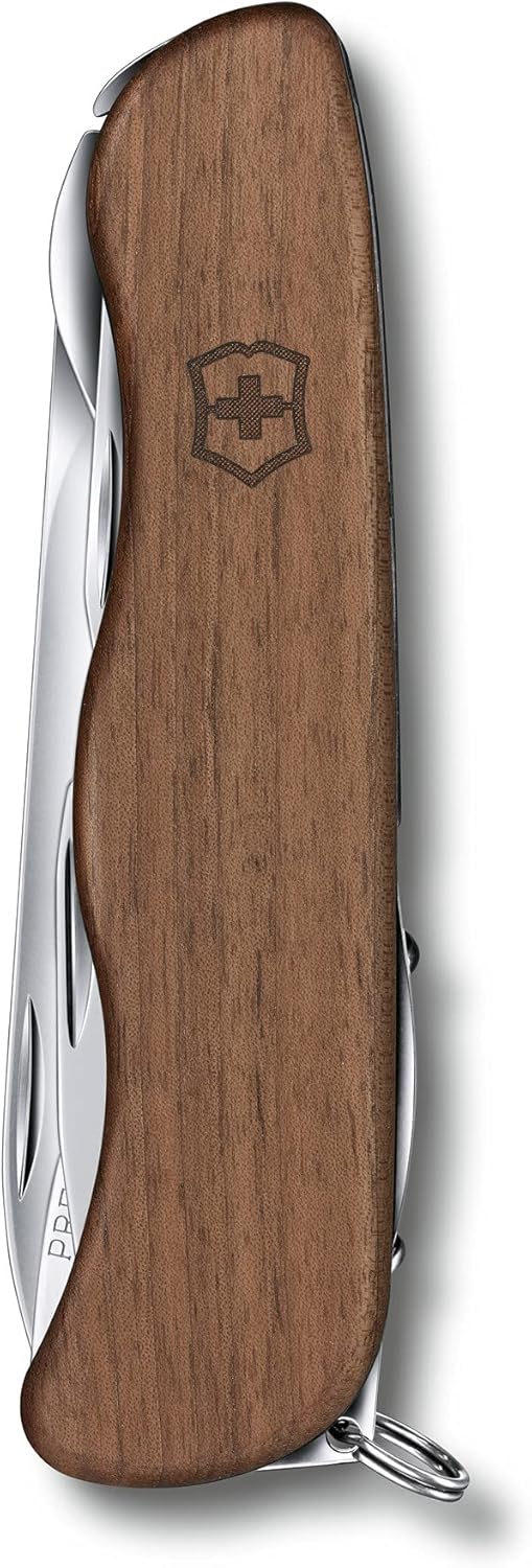 Victorinox Holz Taschenmesser Forester Wood (10 Funktionen, Schalen aus Nussbaumholz, Holzsäge) Sing