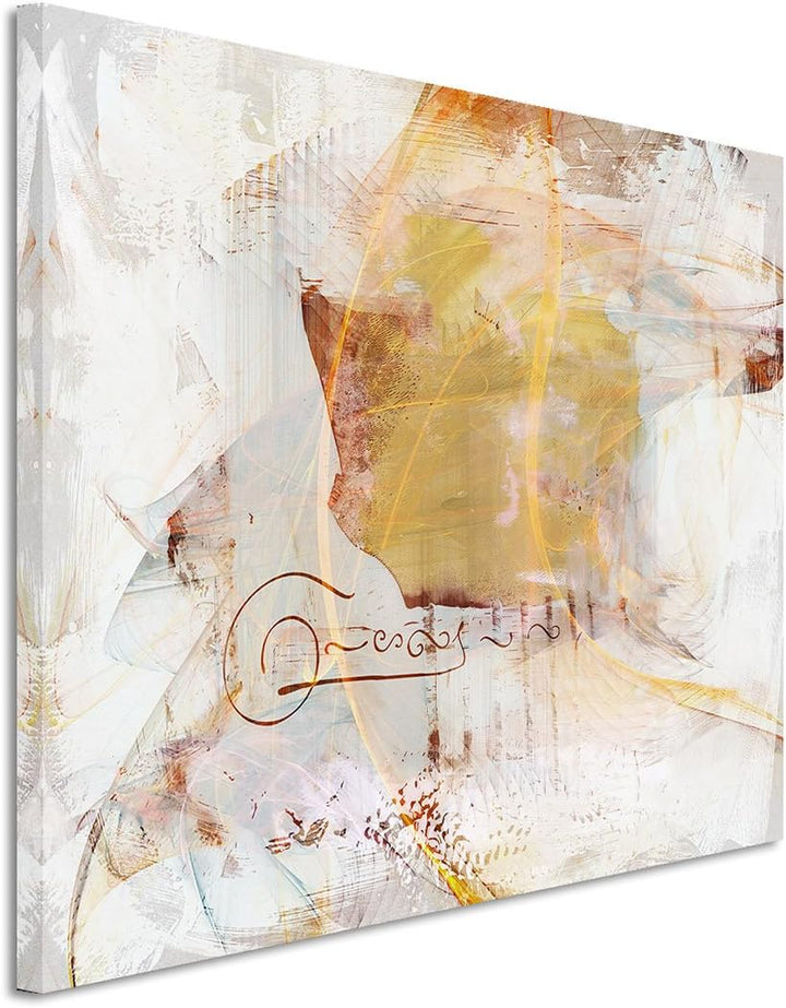 Paul Sinus Art 80x60cm Fotoleinwand Leinwanddruck Kunstdruck Wandbild beige weiss gelb gemalt