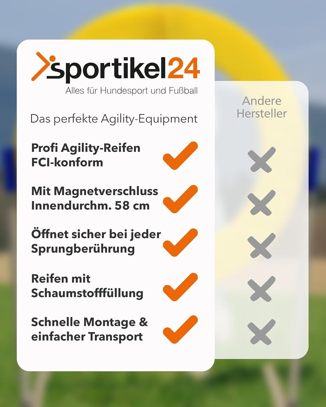 Safety Agility-Reifen – FCI-konform – mit Magnetverschluss &amp; Schaumstofffüllung – höhenverstellbar &amp;