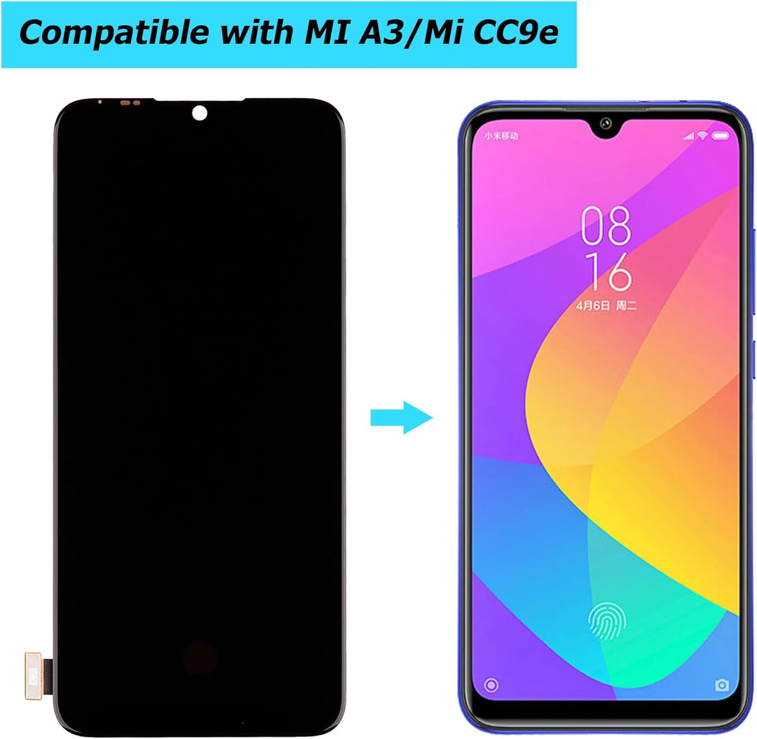 E-YIIVIIL Ersatz LCD Display Kompatibel Für Xiaomi Mi A3 M1906F9SH, M1906F9SI Mi CC9e (Schwarz Ohne