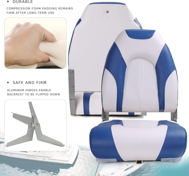 SUNDGORA Deluxe Marine Klappbarer Bootssitz mit hoher Rückenlehne, Edelstahlschrauben im Lieferumfan