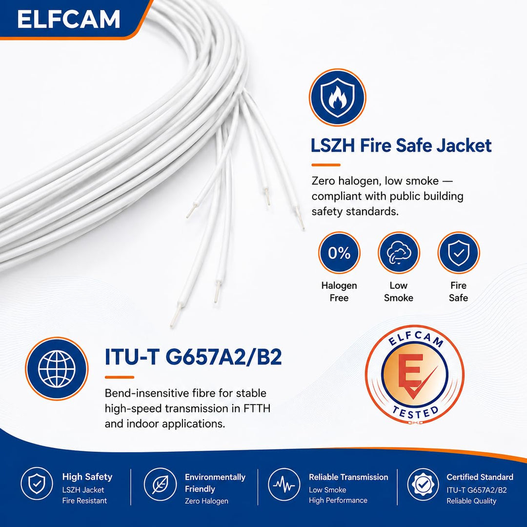 Elfcam® - LWL Pigtail Set Singlemode OS2 mit Steckertyp LC/APC, Besteht aus 12 Einzelnen Glasfaser-P