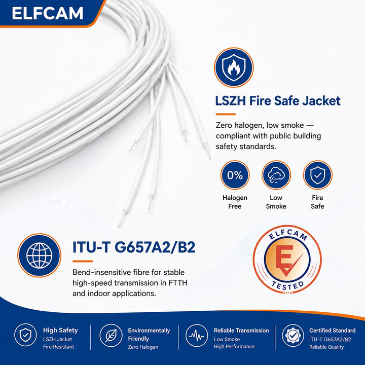 Elfcam® - LWL Pigtail Set Singlemode OS2 mit Steckertyp LC/APC, Besteht aus 12 Einzelnen Glasfaser-P