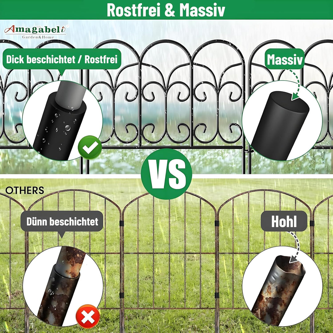 Amagabeli Beetzaun Metall 46x46cm x 5Stück Gartenzaun Metall Teichzaun Set mit Zaunelementen Gartenz