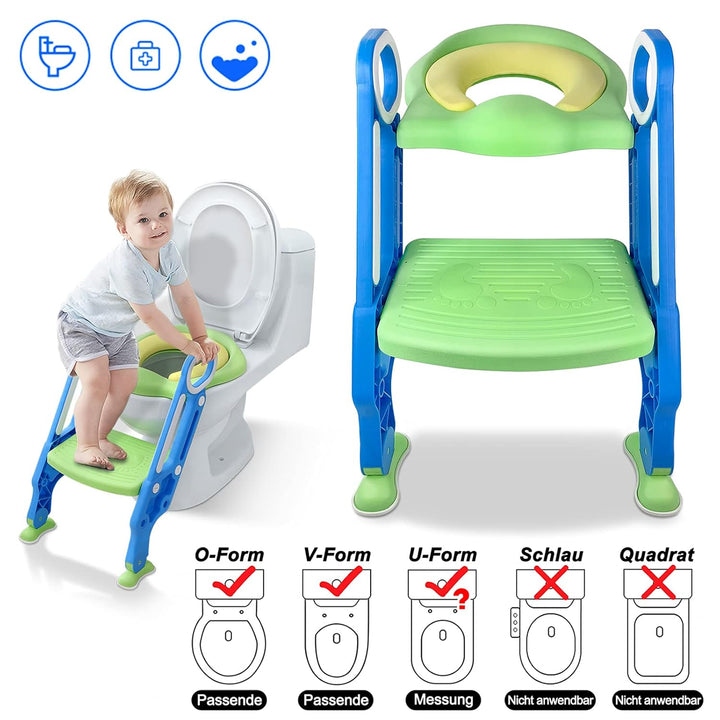 LARS360 Kinder Faltbar Toilettentrainer mit Leiter, Treppe, Griffe, Höhenverstellbar Kinder-Töpfchen