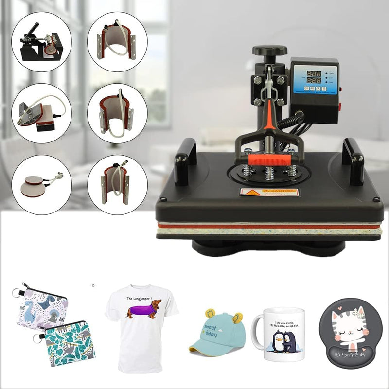 Signzworld Transferpresse Hitzepresse 38x30cm Textilpresse 8 in 1 T-Shirt Heat Press 360 Grad Schwen
