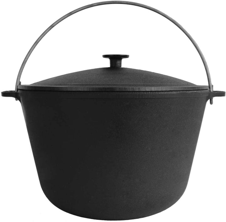 Kazan 10L aus Gusseisen mit Bügel und Gusseisendeckel | Schwenktopf Campingtopf Gulaschkessel | Cast