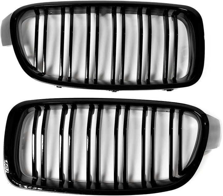 Passend für 3er F30 F31 Schwarz Glanz Kühler- Sport- Front- Doppel- Rippen- Grill Links Rechts 2011-