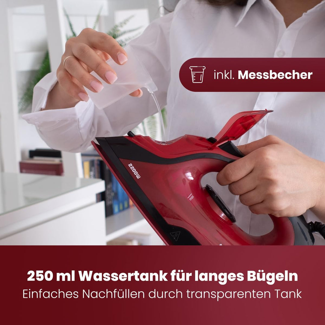 Clatronic® Dampfbügeleisen mit Keramiksohle | 2200W | Bügeleisen mit Dampf | 250ml Tank | schnelle A