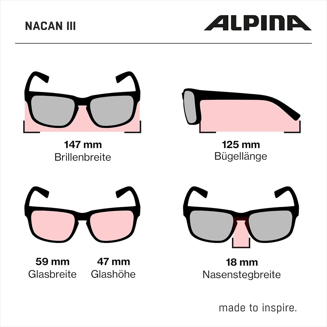 ALPINA NACAN III - Verzerrungsfreie und Bruchsichere Sonnenbrille Mit 100% UV-Schutz Für Erwachsene
