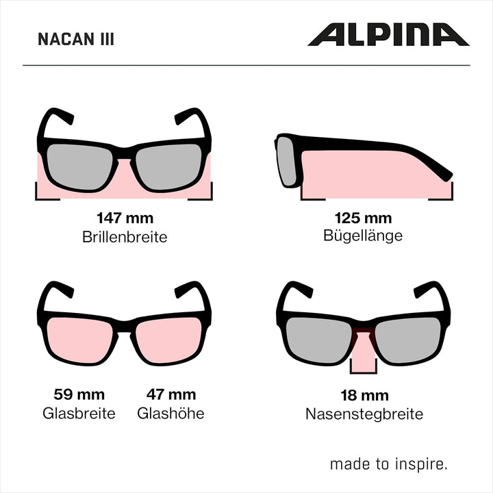 ALPINA NACAN III - Verzerrungsfreie und Bruchsichere Sonnenbrille Mit 100% UV-Schutz Für Erwachsene