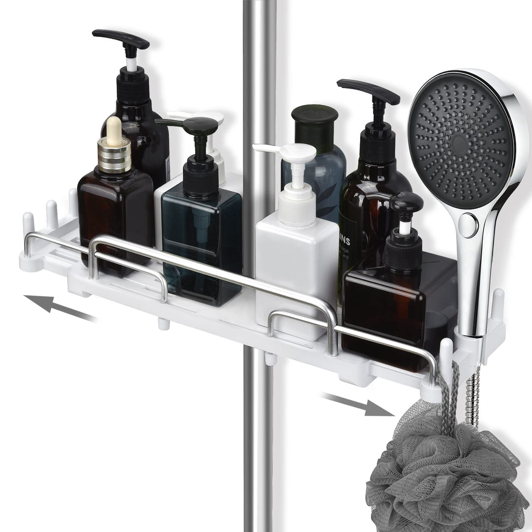 LOLYPOT Duschablage Ohne Bohren Teleskopisch 32-48cm, Duschablage zum hängen Badezimmer Organizer, D