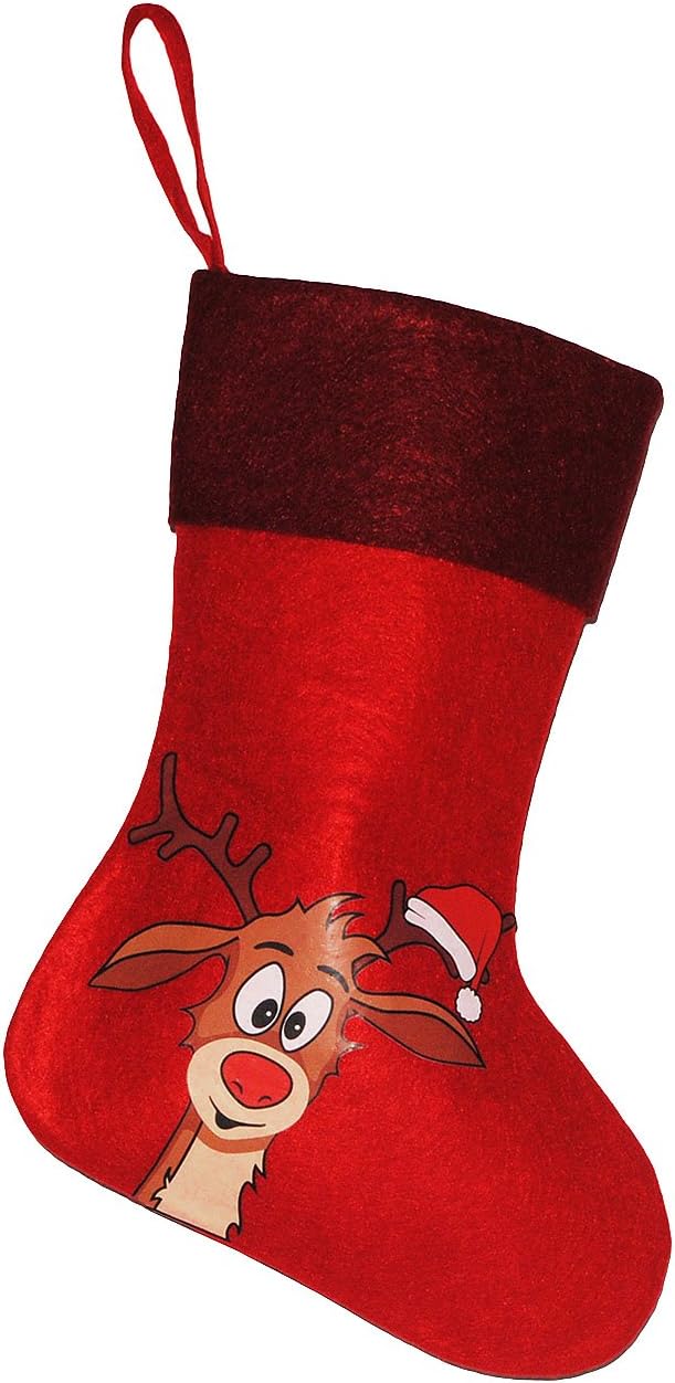 6 TLG. Set: Weihnachtssocke - Didi das kleine Rentier/Weihnachten - Filzstrumpf & Nikolausstrumpf -