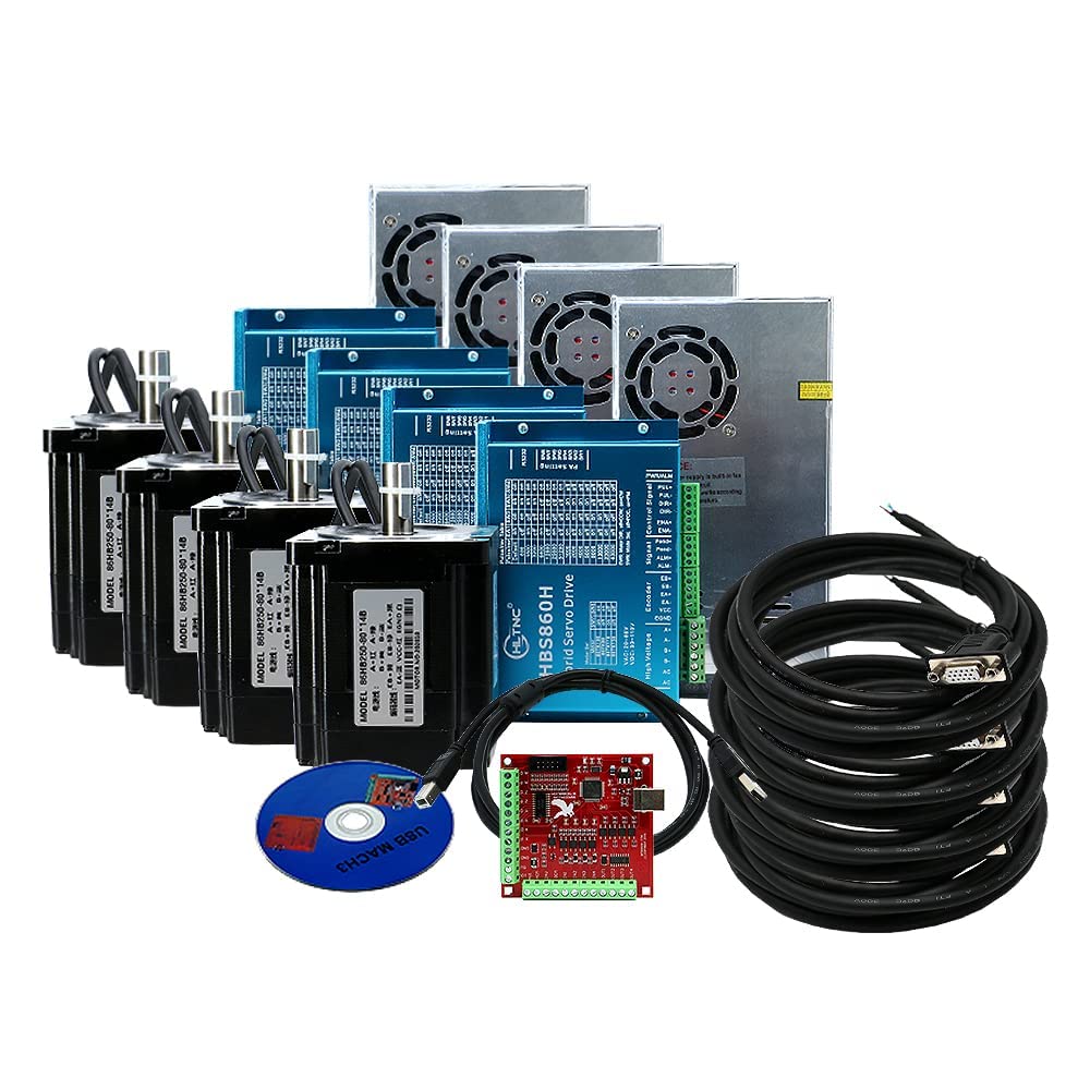 8,5 N Set 4 Kit CNC NEMA34 Motor mit geschlossenem Regelkreis 86HSE 6A Hybrid Nema 34 HBS86und 400 W