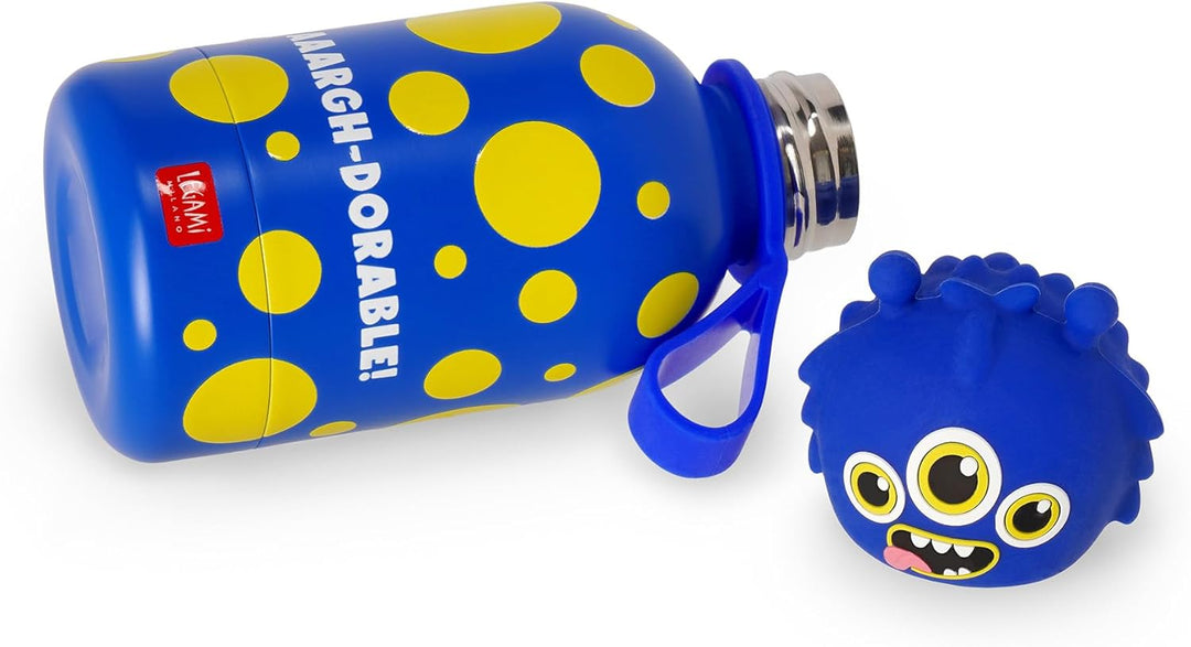 Legami - Hot&Cold BFF Kinder-Wasserflasche, Monster-Motiv, doppellagig aus 18/8 Edelstahl mit luftdi