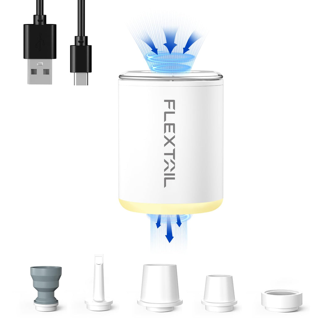 FLEXTAILGEAR Tiny PUMP2 X, Elektrische Luftpumpe mit 1300mAh Akku, Tragbare Kompakte Mini Pumpe USB