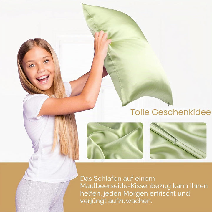 sourcing map Seidenkissenbezug 19 Momme Maulbeer Seide Kissenbezug mit Reissverschluss Kopfkissenbez