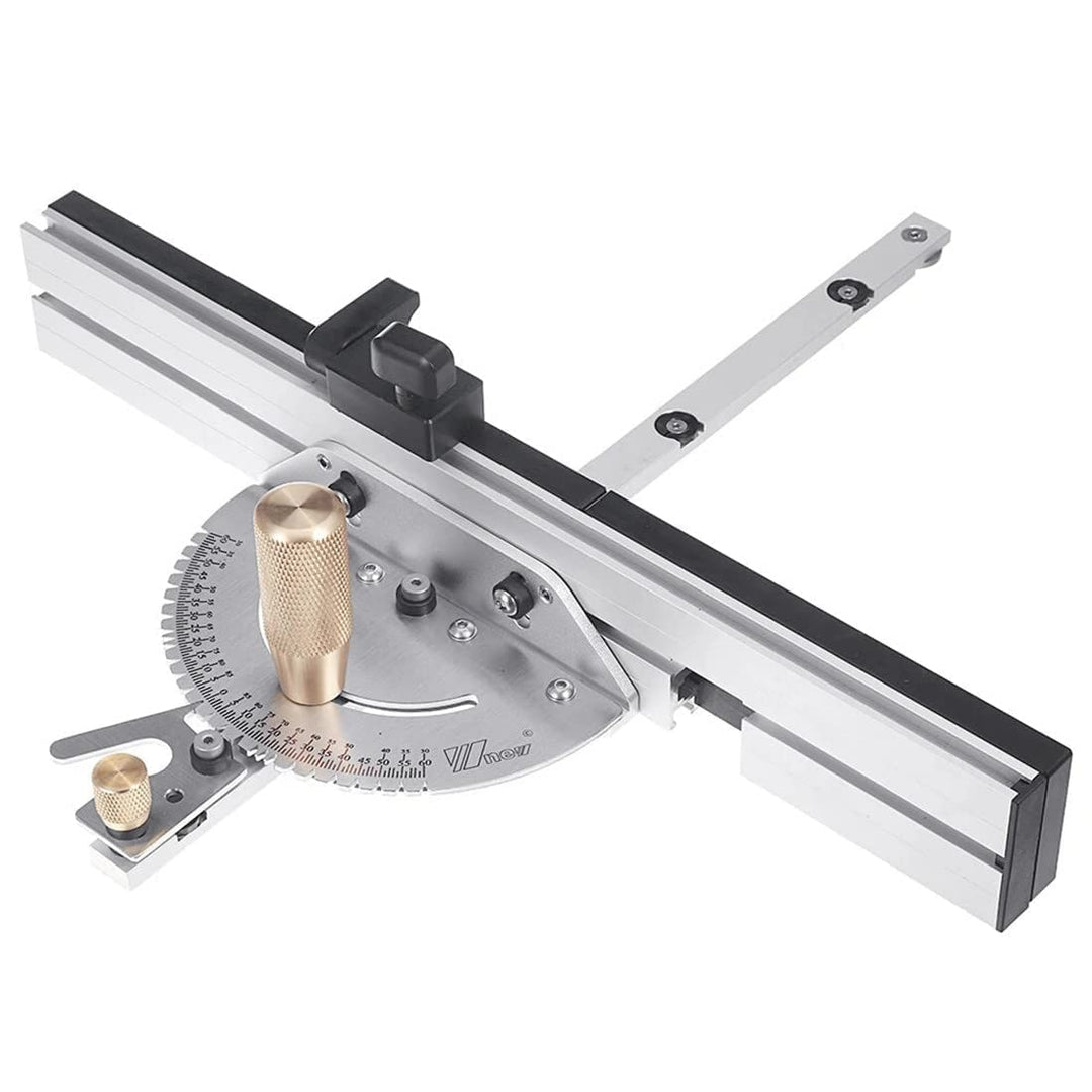 ZDYNASTY Gehrungslehre Winkelanschlag für Tischsäge - 450mm T-Schiene, Messing-Führungsknopf- Unverz