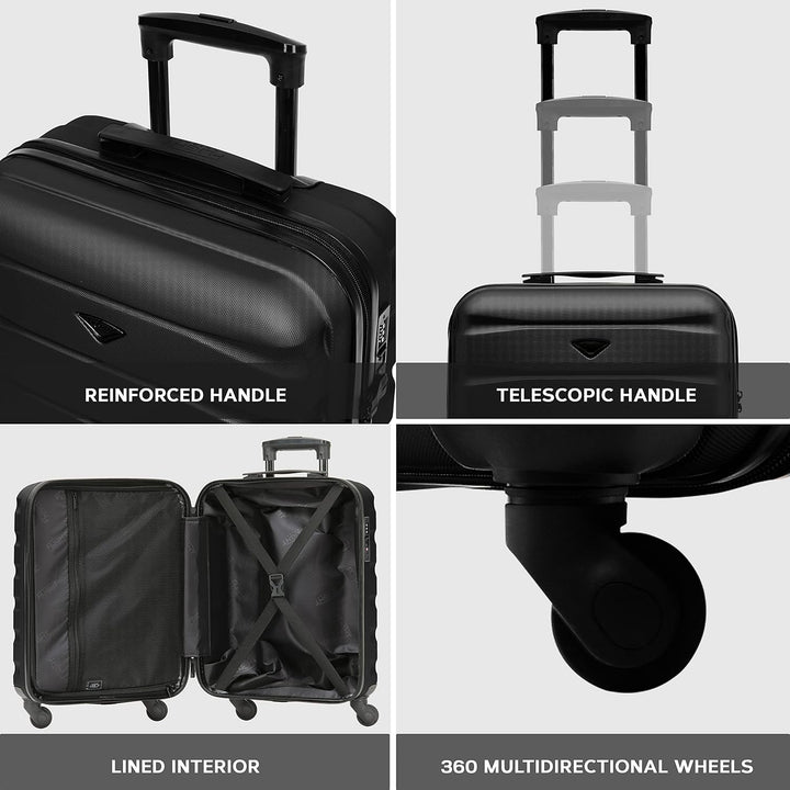 Flight Knight Leichte 4-Rad-ABS-Hartschalenkoffer Handgepack, zugelassen fur uber 35 Fluggesellschaf