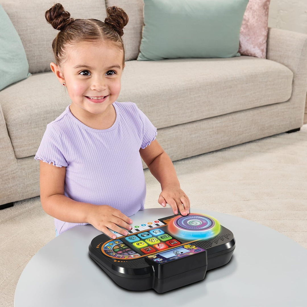VTech Mein Mini-Mischpult – Interaktives DJ-Pult mit Lichteffekten, Klaviertasten und Turntable – Zu