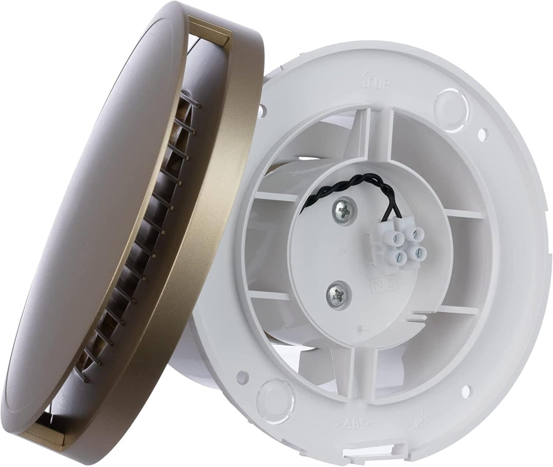 Ø 100mm Gold Badlüfter - Ventilator mit Kugellager - Lüfter für Effiziente Belüftung im Bad Kuche WC