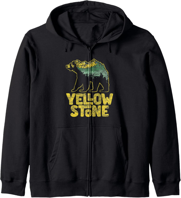 Yellowstone National Park Grizzly Illustration Graphic Kapuzenjacke