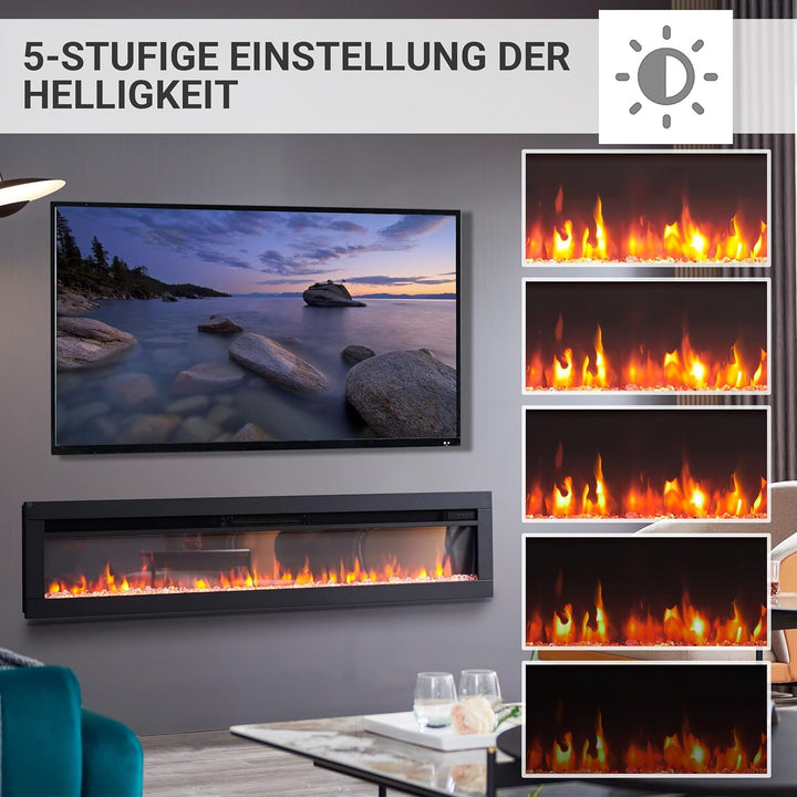 BALDERIA Agnes 60" Elektrokamin - Elektrischer Stand-, Wand- oder Einbaukamin mit Heizung 1000/2000