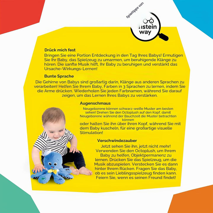 Baby Einstein, Octoplush, Octopus Musikalisches Spielzeug aus Plüsch, 25+ Melodien &amp; spricht Farben