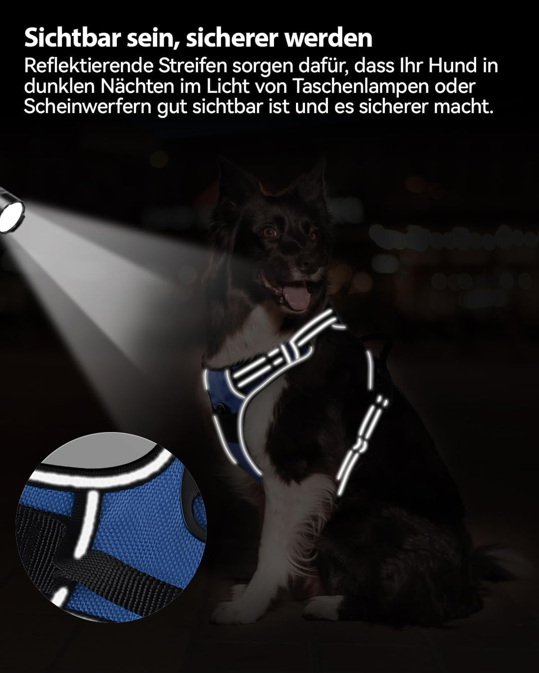 Joytale Anti-Zug Hundegeschirr für grosse Hunde, Navy Blau, L | Perfekter Sitz, gepolstert &amp; reflekt