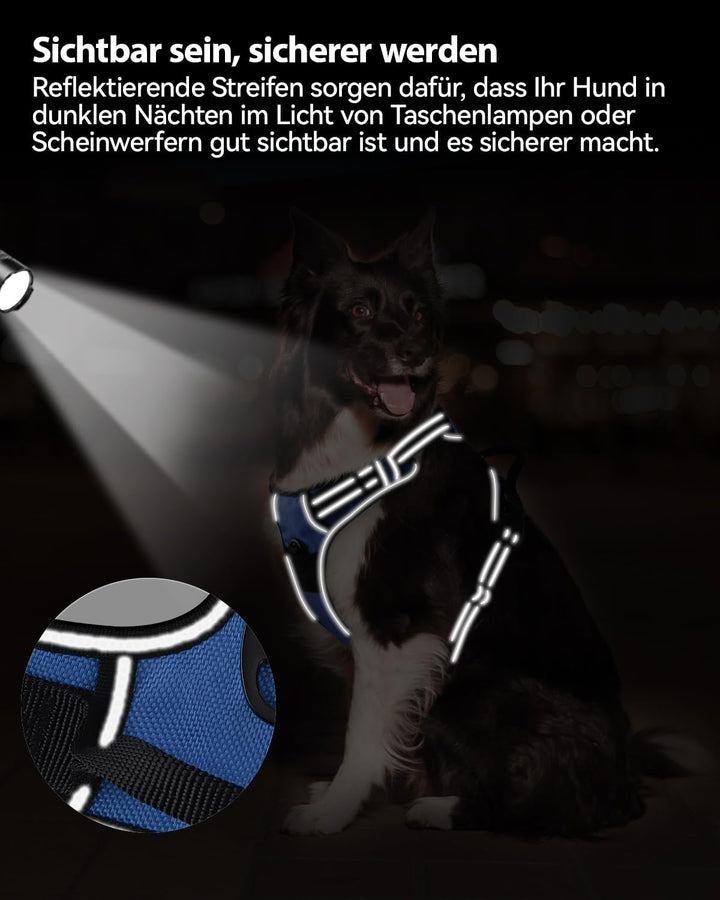 Joytale Anti-Zug Hundegeschirr für grosse Hunde, Navy Blau, L | Perfekter Sitz, gepolstert &amp; reflekt