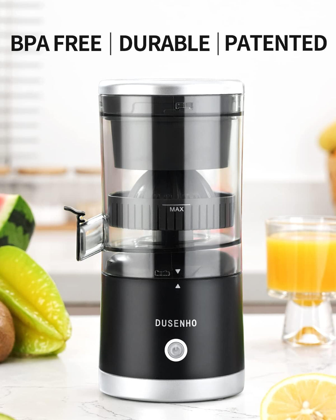 DUSENHO Zitronenpresse Elektrisch Organgenpresse Tragbare USB-Aufladung Juicer Entsafter für Orange,