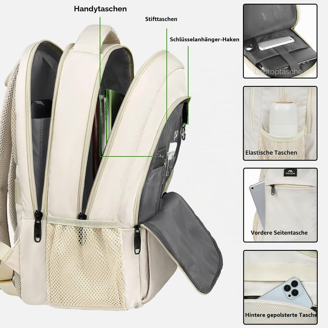 MATEIN Laptop Rucksack 15,6 Zoll Notebook Arbeitsrucksack Damen Elegant mit USB Ladeanschluss und La