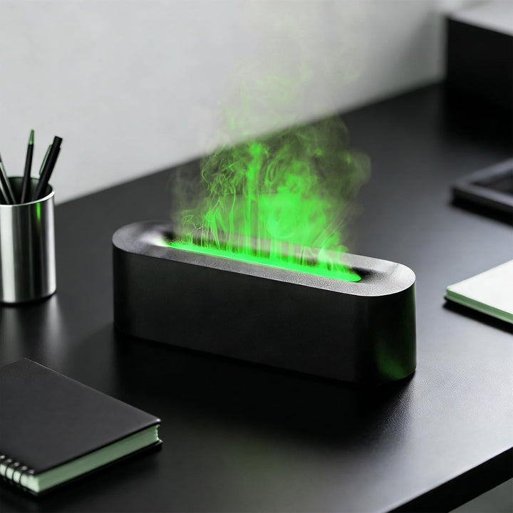 Raumluftbefeuchter, 7-Farben-Flammen-Desktop-Luftbefeuchter Mit 3-Gang-Timing Und Automatischer Absc