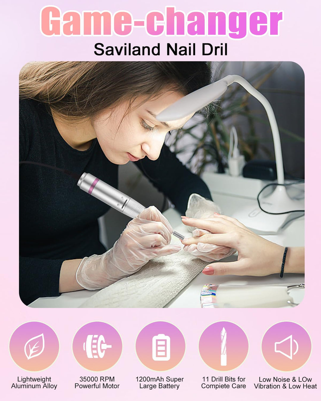 Elektrische Nagelfräser 35000 U/min,Electric Nail Drill Kit,Professionell Maniküre set, Tragbarer Na